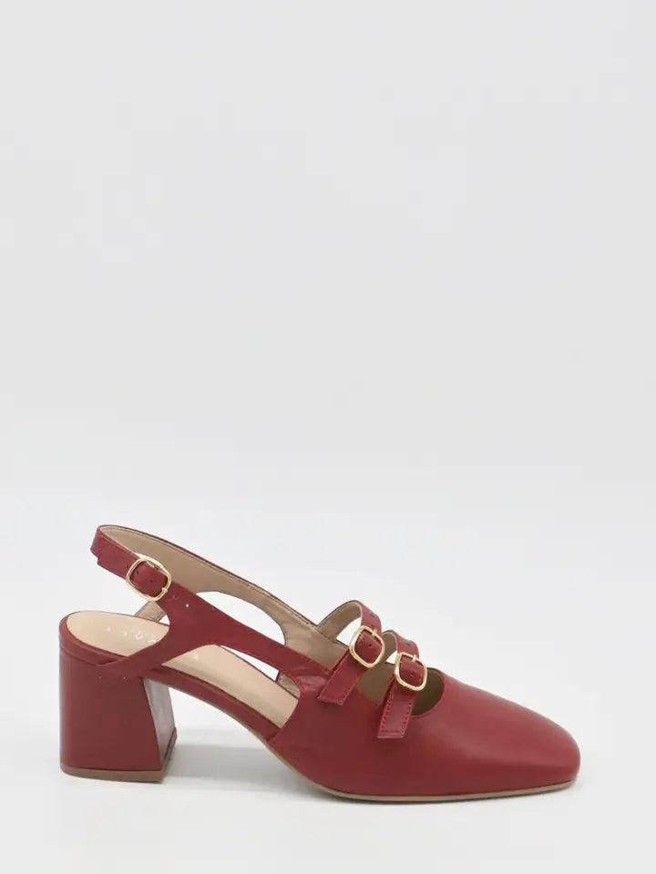 Marie Mary Jane Block Leather Heel