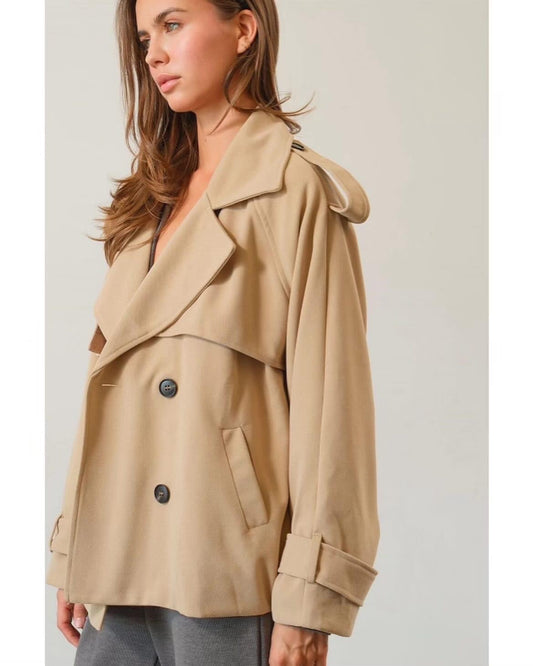 Double Breasted Short Trench Coat