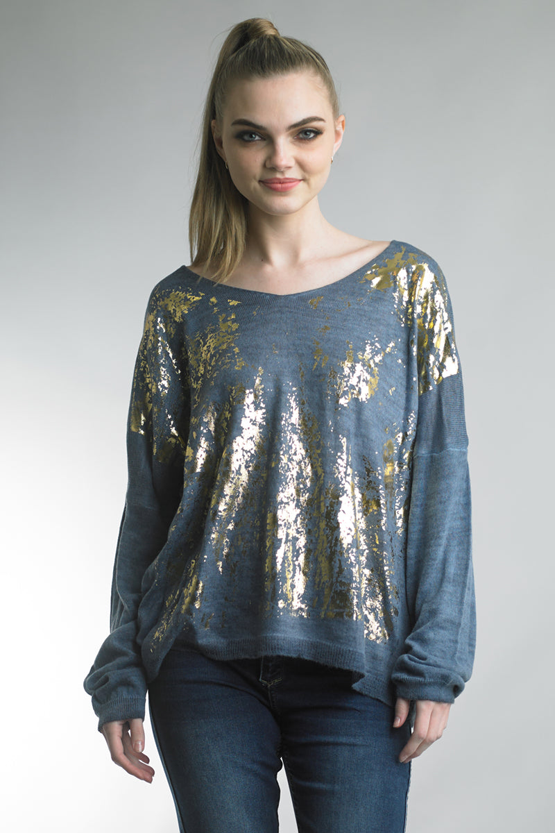 Splatter V-Neck Sweater