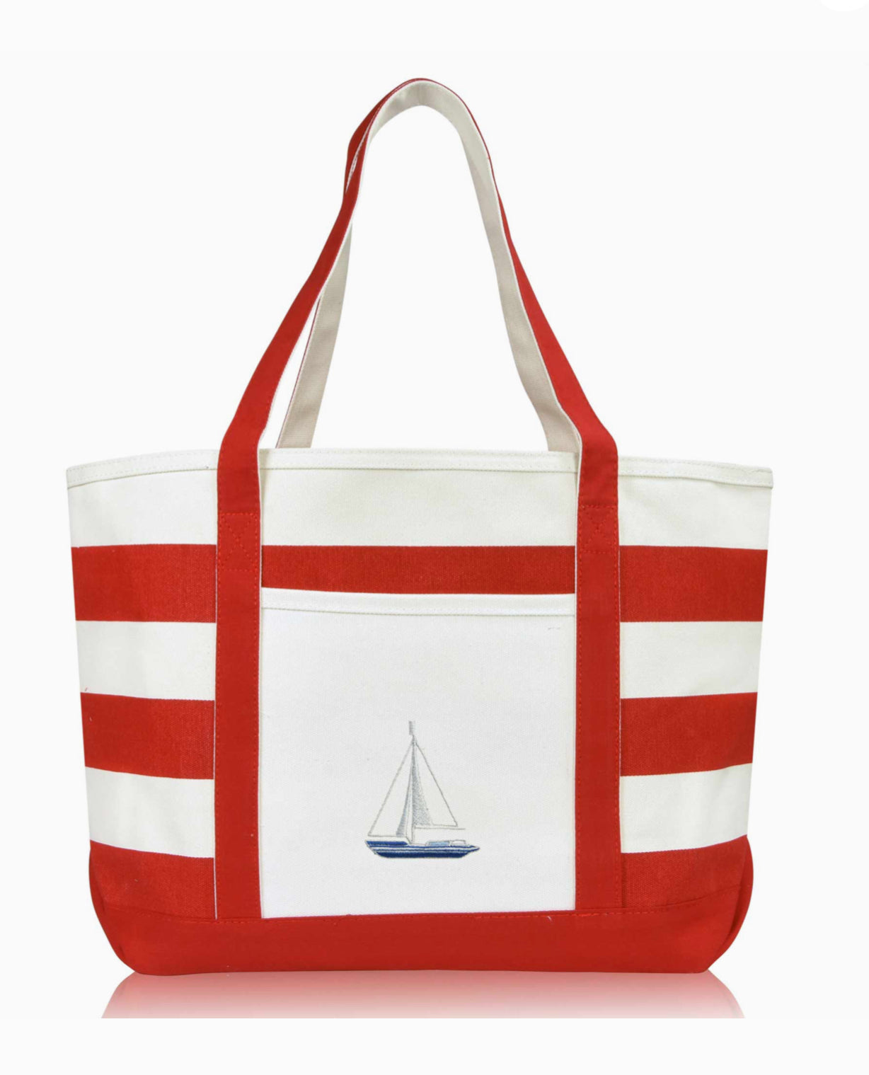 Embroidered Striped Cotton Tote Bag