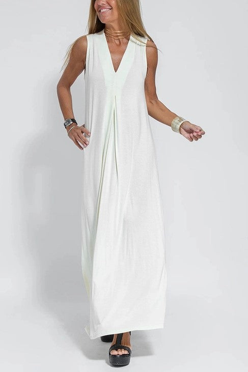 V Neck Sleeveless Tank Maxi Dress