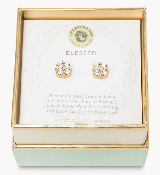 Sea La Vie Blessed/ Crystal Clover Stud Earrings