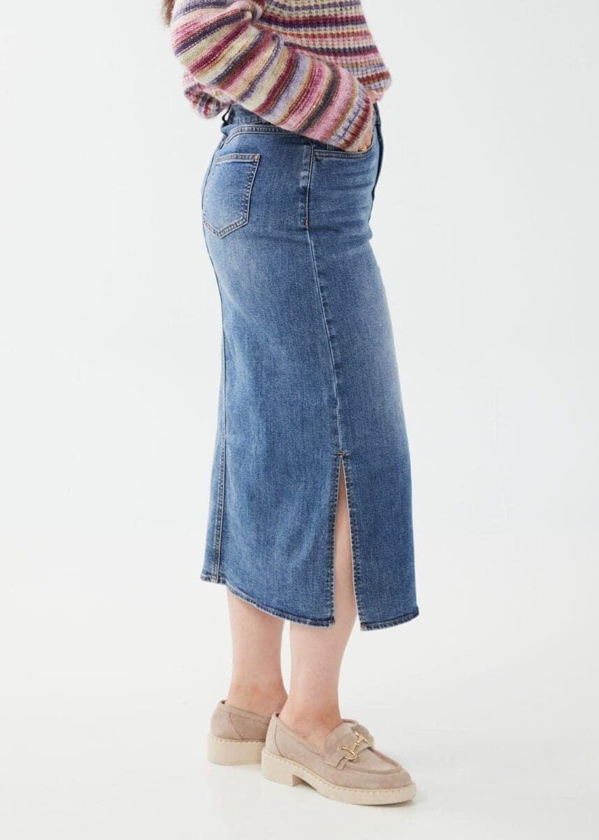 Column Denim Midi Skirt