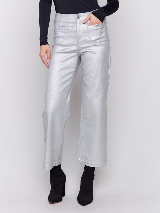 Shiny Wax Flare Leg Pant