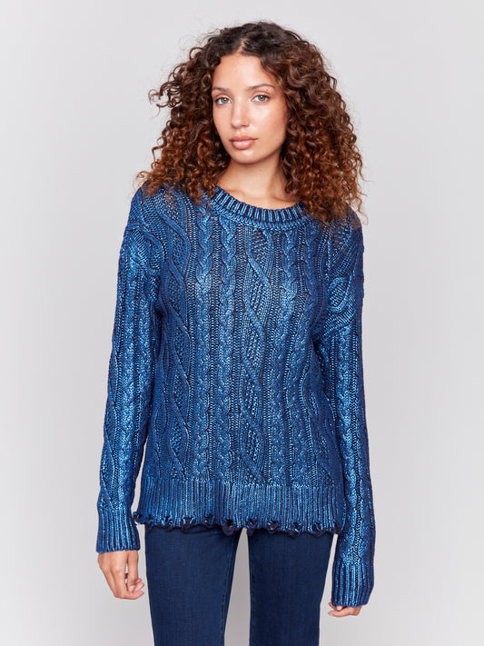 Metallic Cable Knit Sweater