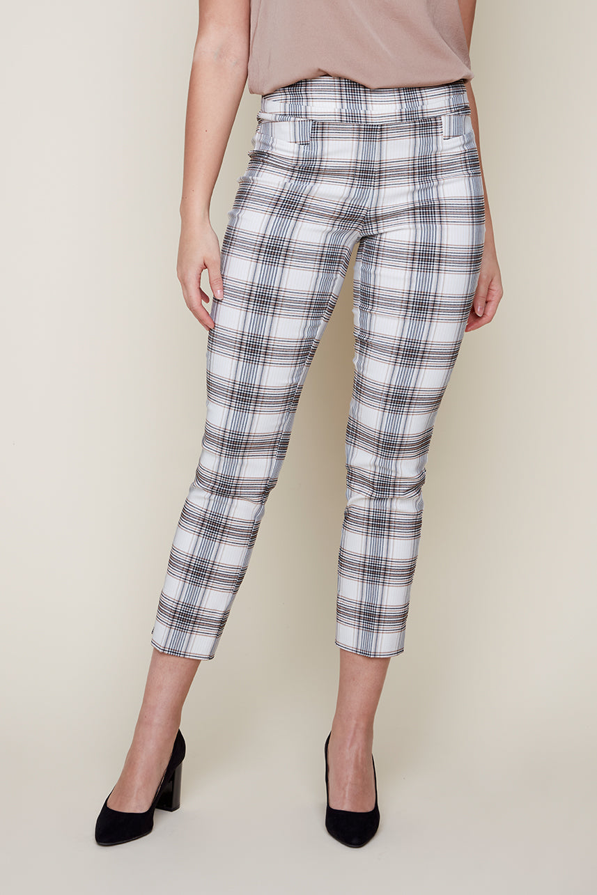 Checker Stretch Pull On Ankle Pant