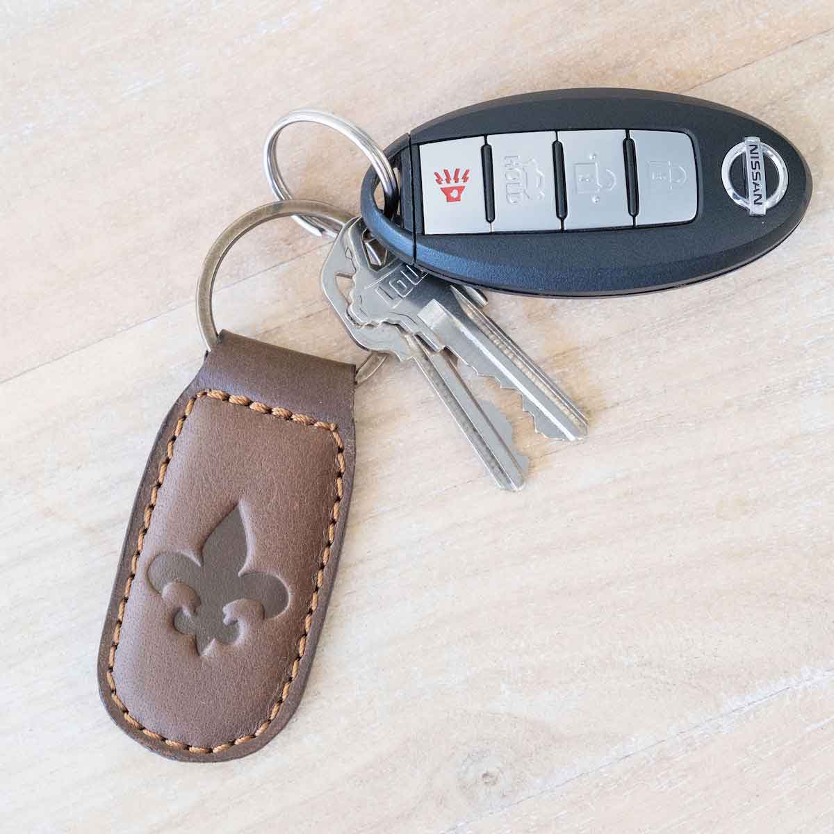 The Royal Standard Fleur De Lis Leather Embossed Keychain