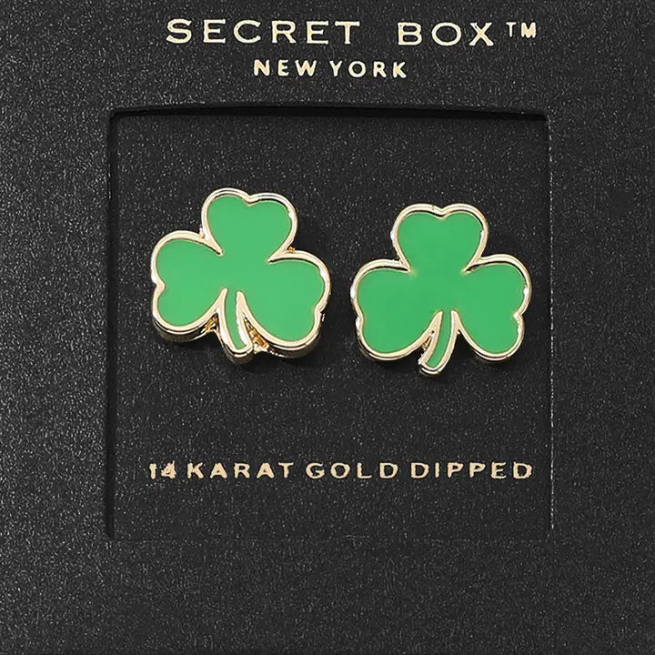 Enamel Shamrock Stud Earrings