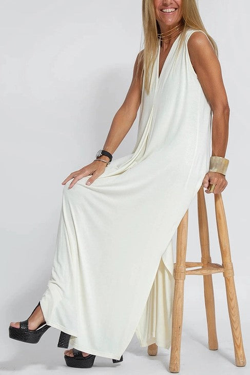 V Neck Sleeveless Tank Maxi Dress