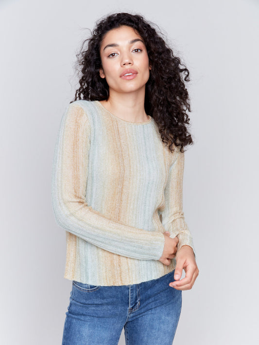 Hairy Space Dye Yarn Crop Sweater