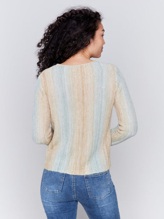 Hairy Space Dye Yarn Crop Sweater