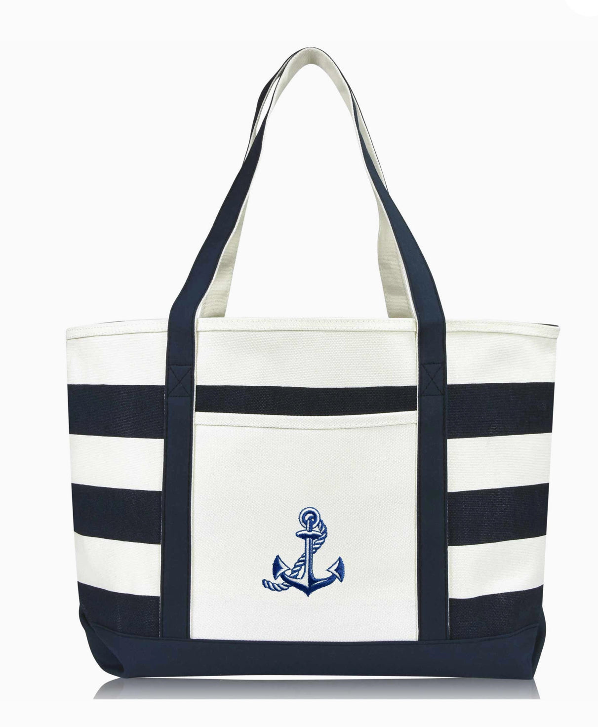 Embroidered Striped Cotton Tote Bag