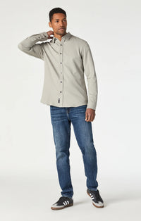 Long Sleeve Pique Button Up