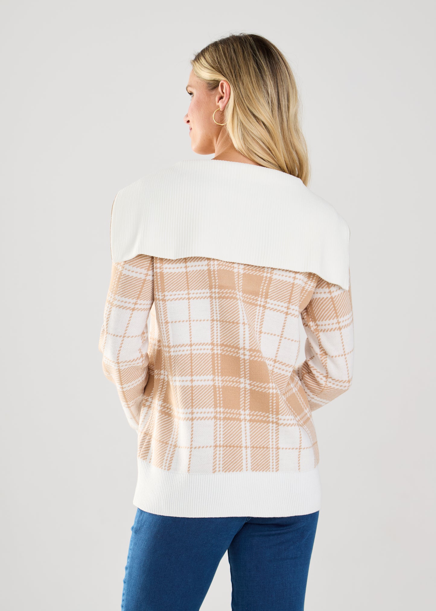 Tartan Plaid 1/2 Zip Sweater