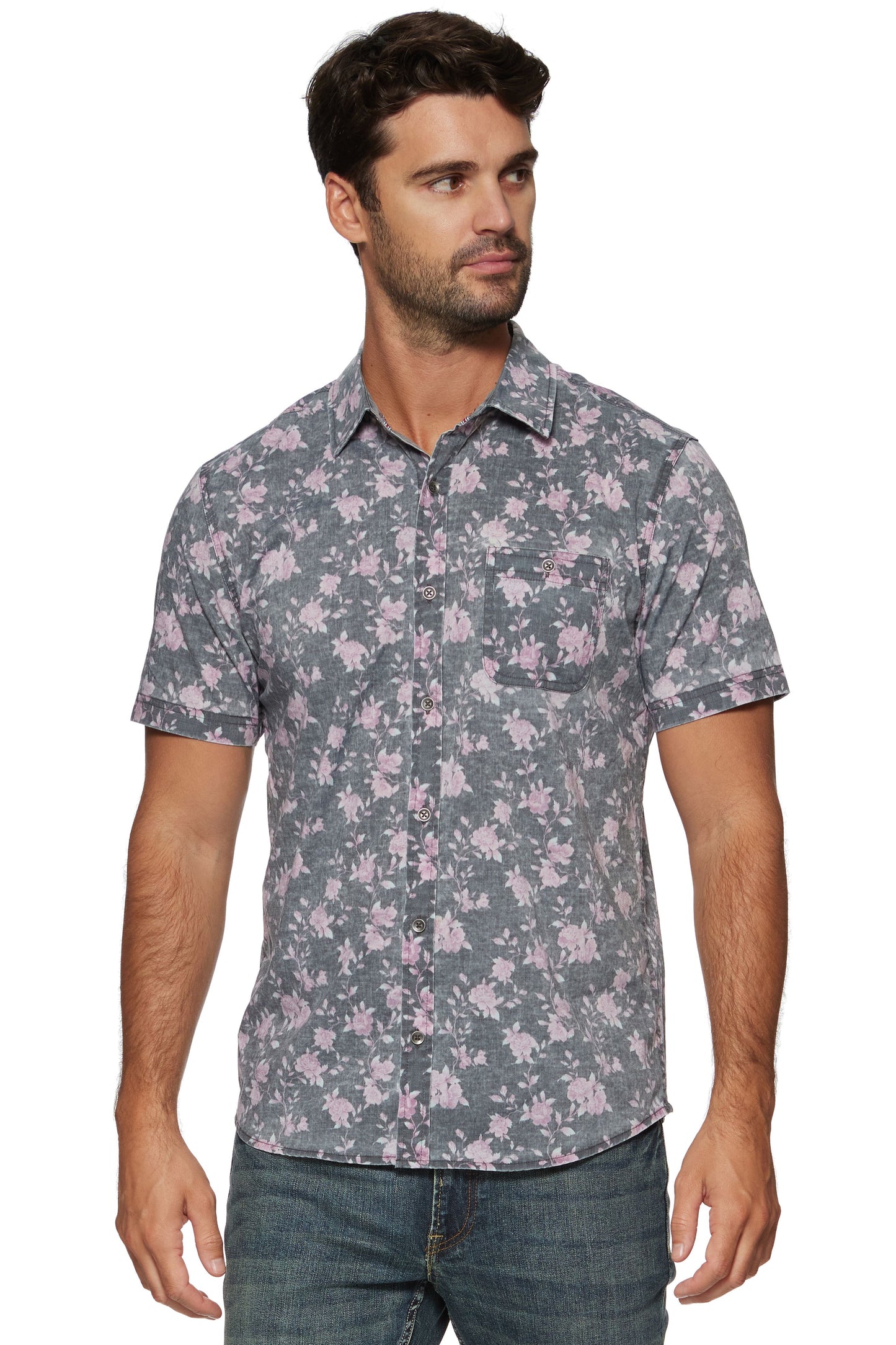 Crofton Short Sleeve Vintage Soft Floral Print Shirt