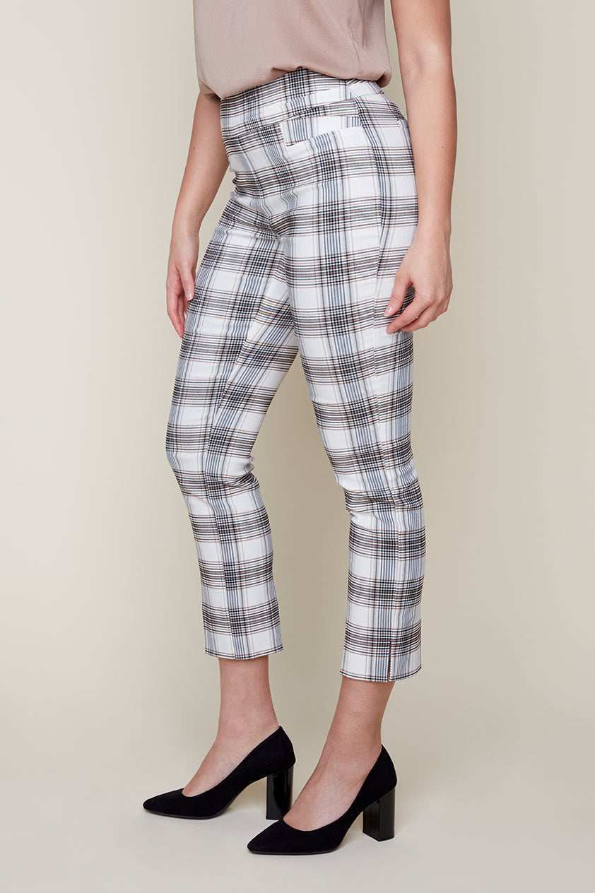 Checker Stretch Pull On Ankle Pant