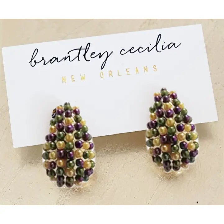 Mardi Gras Pearl Drop Earrings