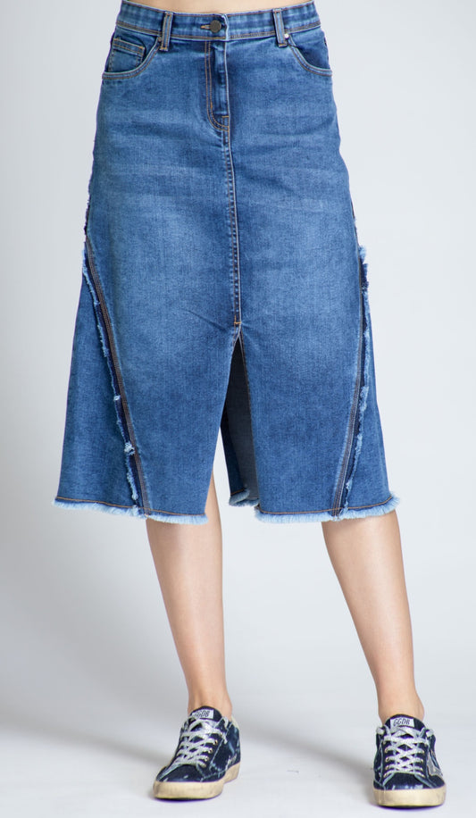 A-Line Skirt With Frayed Seams